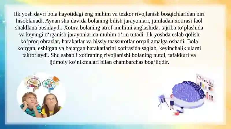 Ilk yoshdagi bolalarda xotiraning rivojlanishi 3