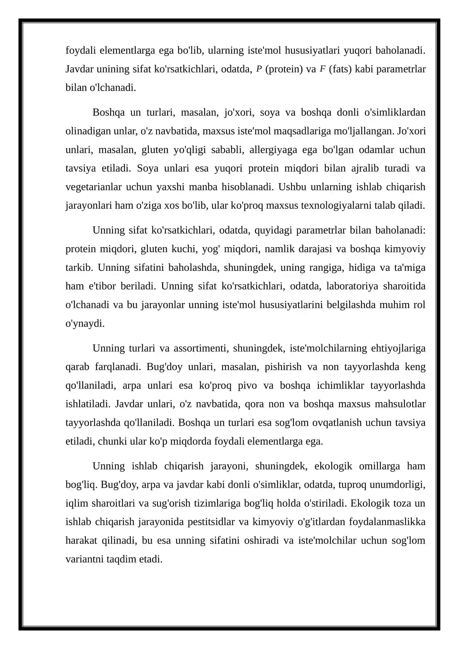 Unning assortimenti va iste'mol hususiyatlari 3
