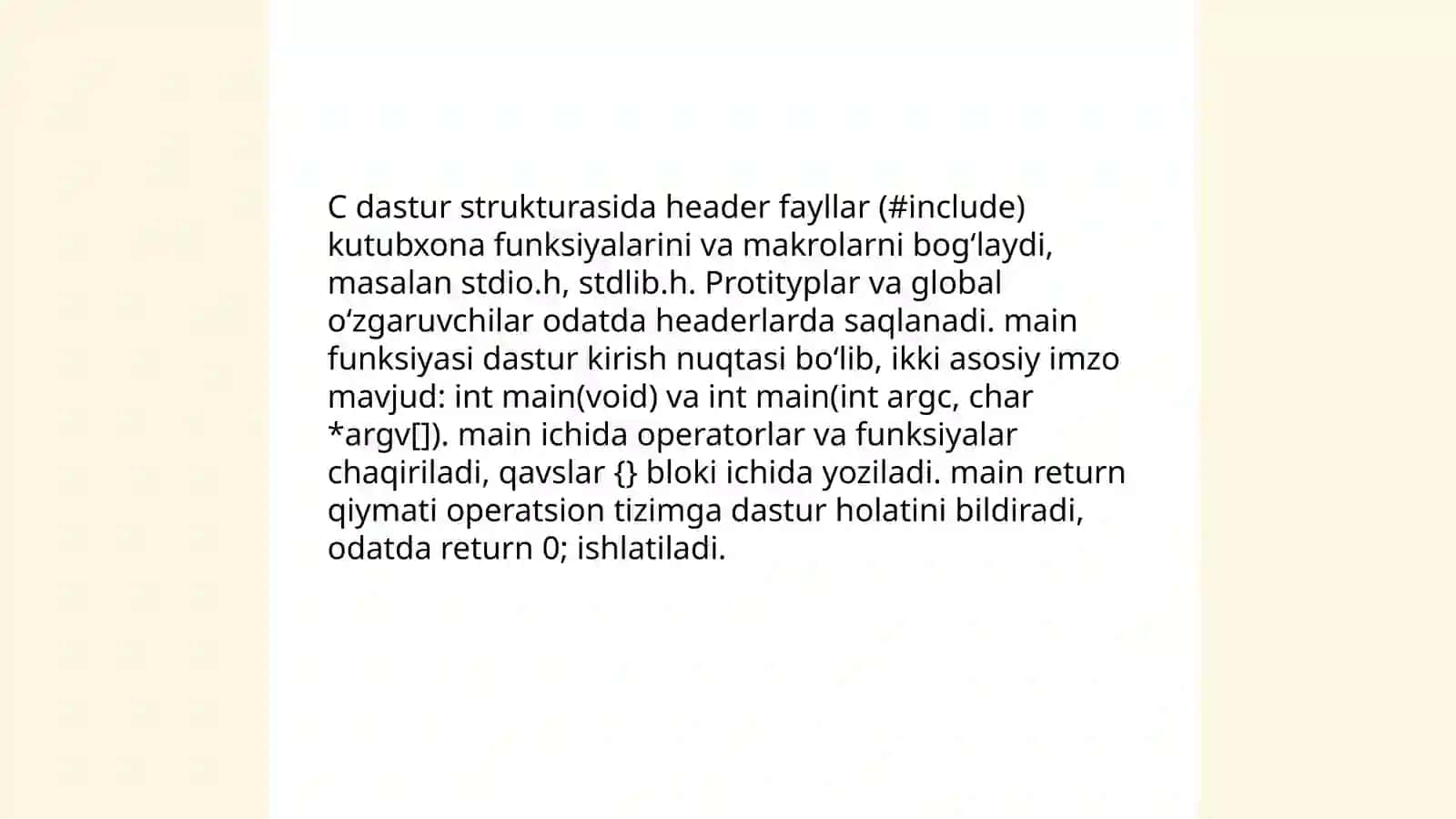 C dasturlash tili sintaksisi va funksional yondashuvi 3