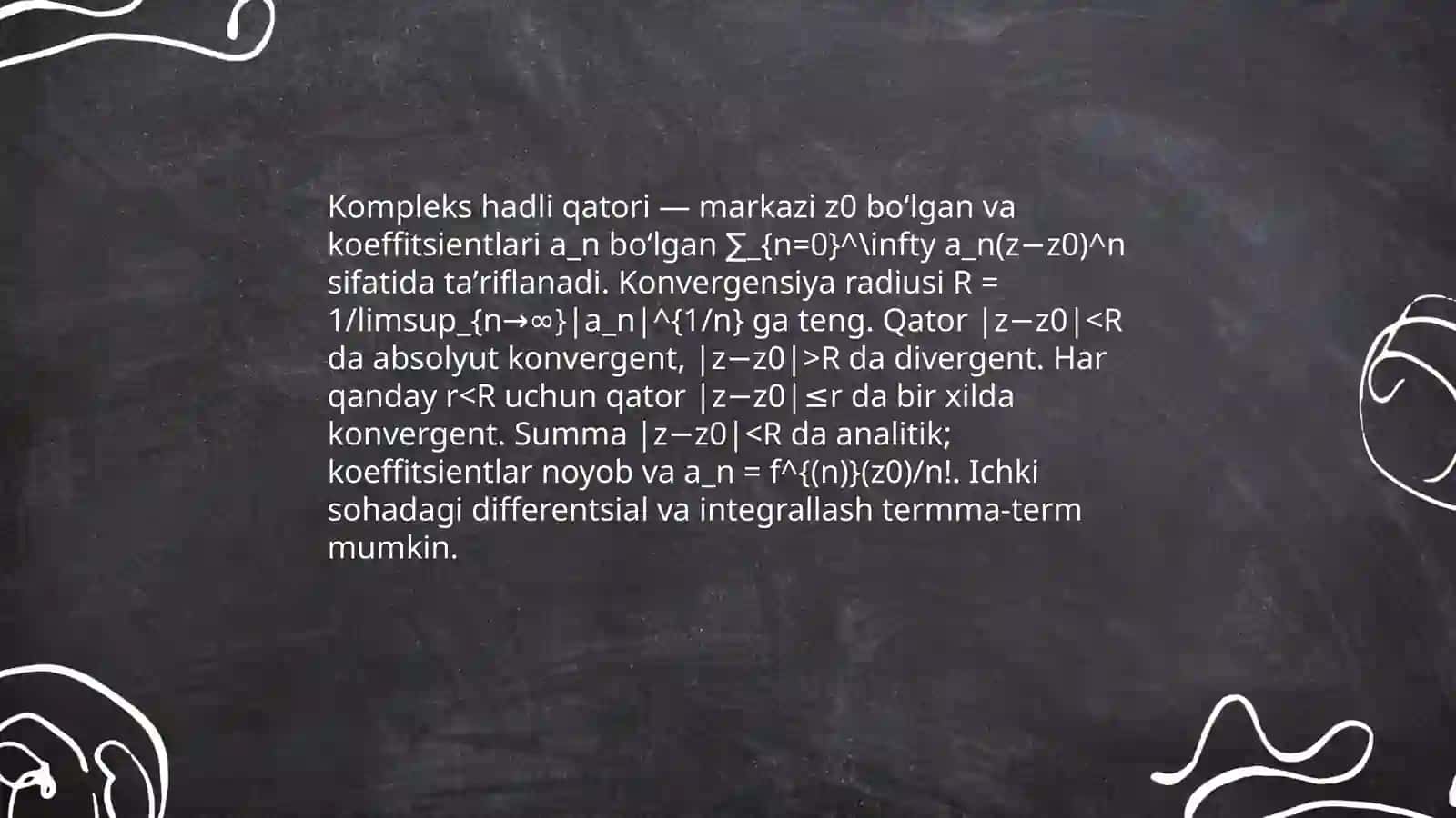 Kompleks hadli qatorlari 3