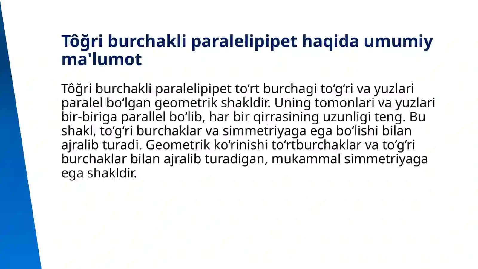 Tôğri burchakli paralelipipet 3