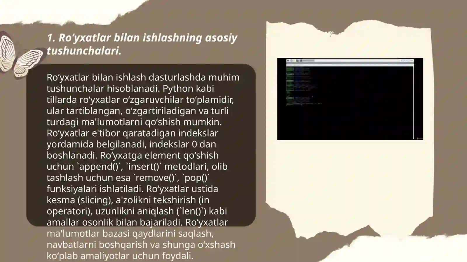 Roʻyxatlar bilan ishlash 3