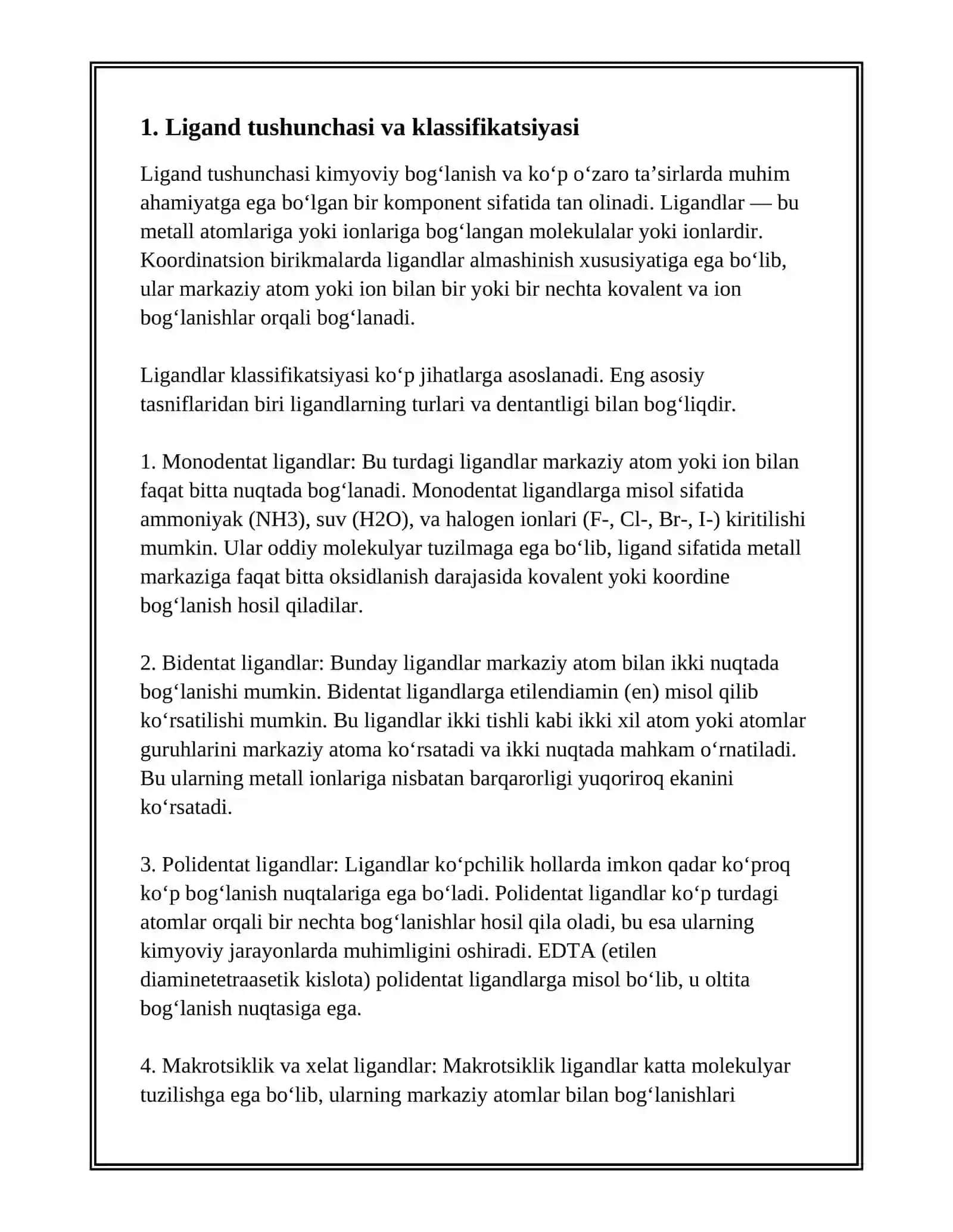 LIGANDLAR.TURLARI DENTANTLIGI VA KOORDINATSION XOSSALARI 3