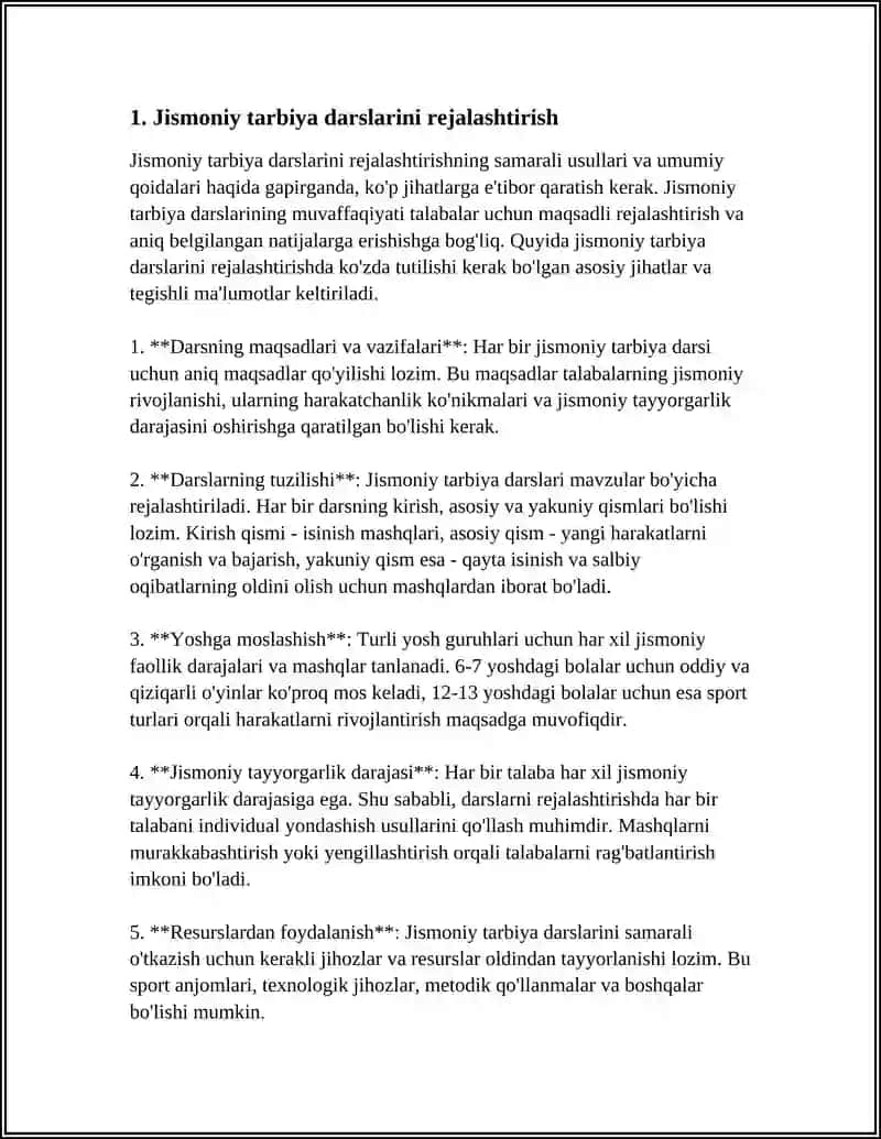 Jismoniy tarbiya darslarini rejalashtirish 3