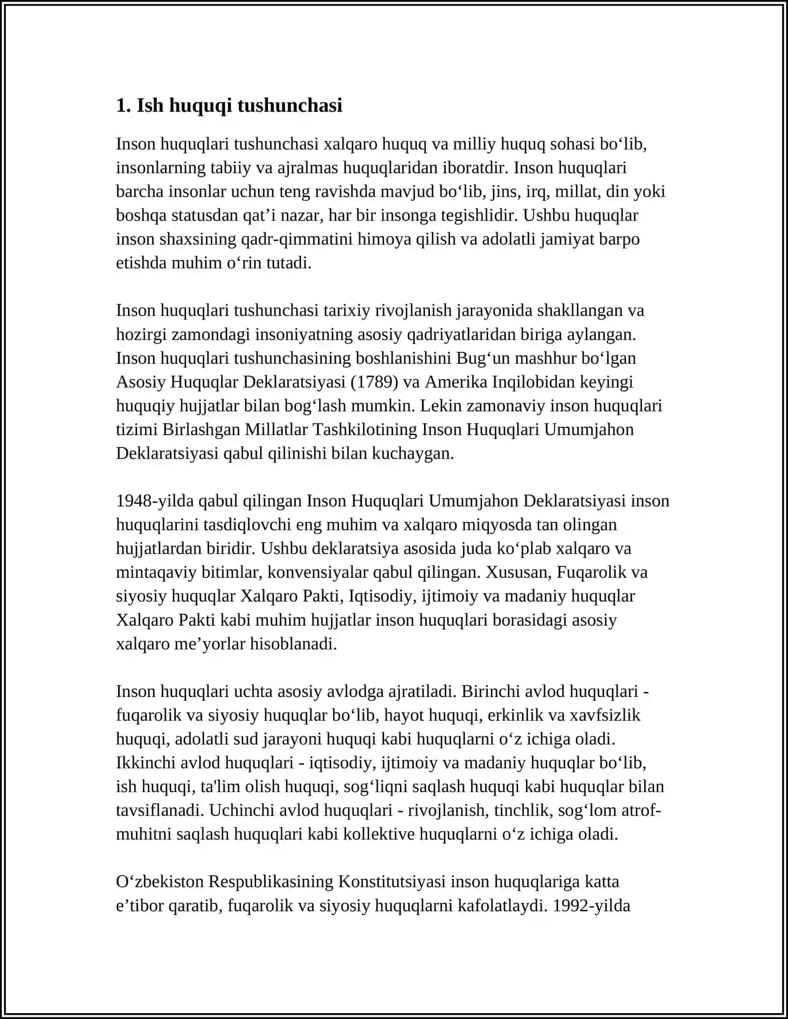 MUSTAQIL ISH Mavzu: ISH HAQQI 3