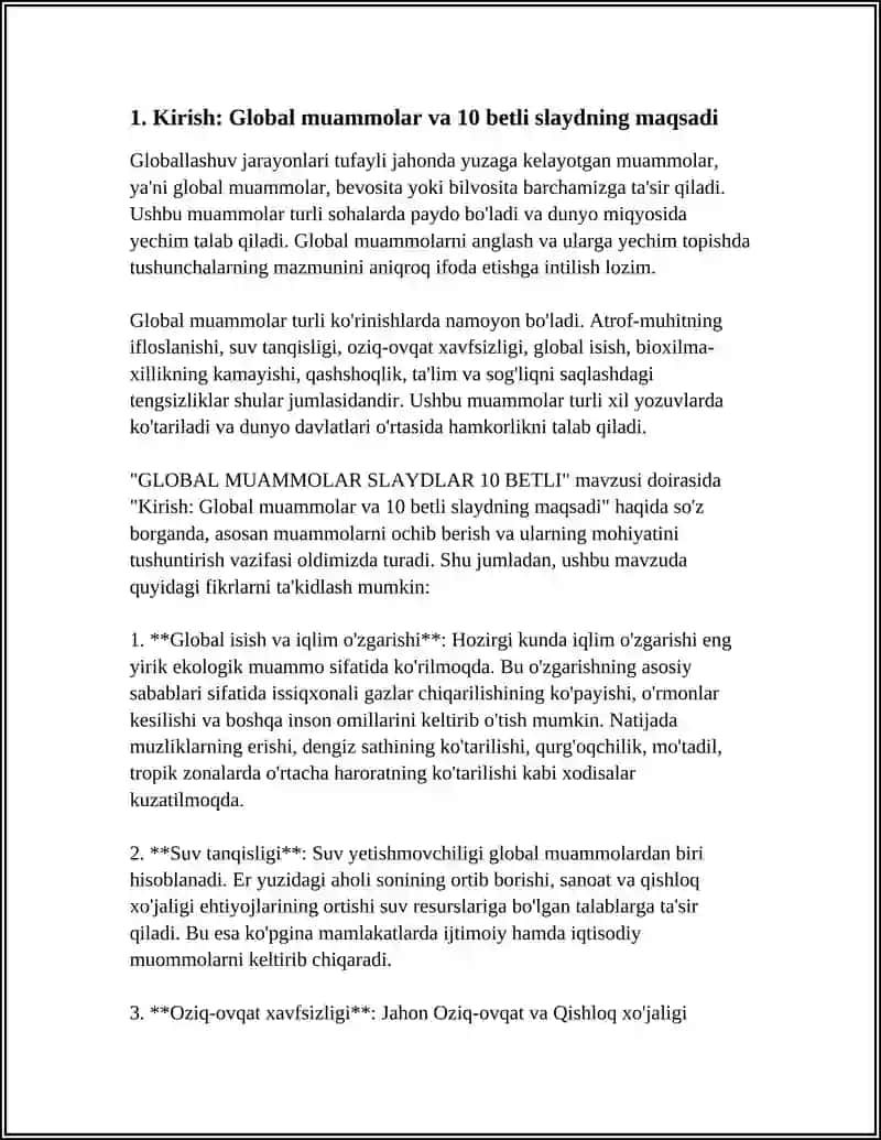 GLOBAL MUAMMOLAR SLAYDLAR 10 BETLI 3