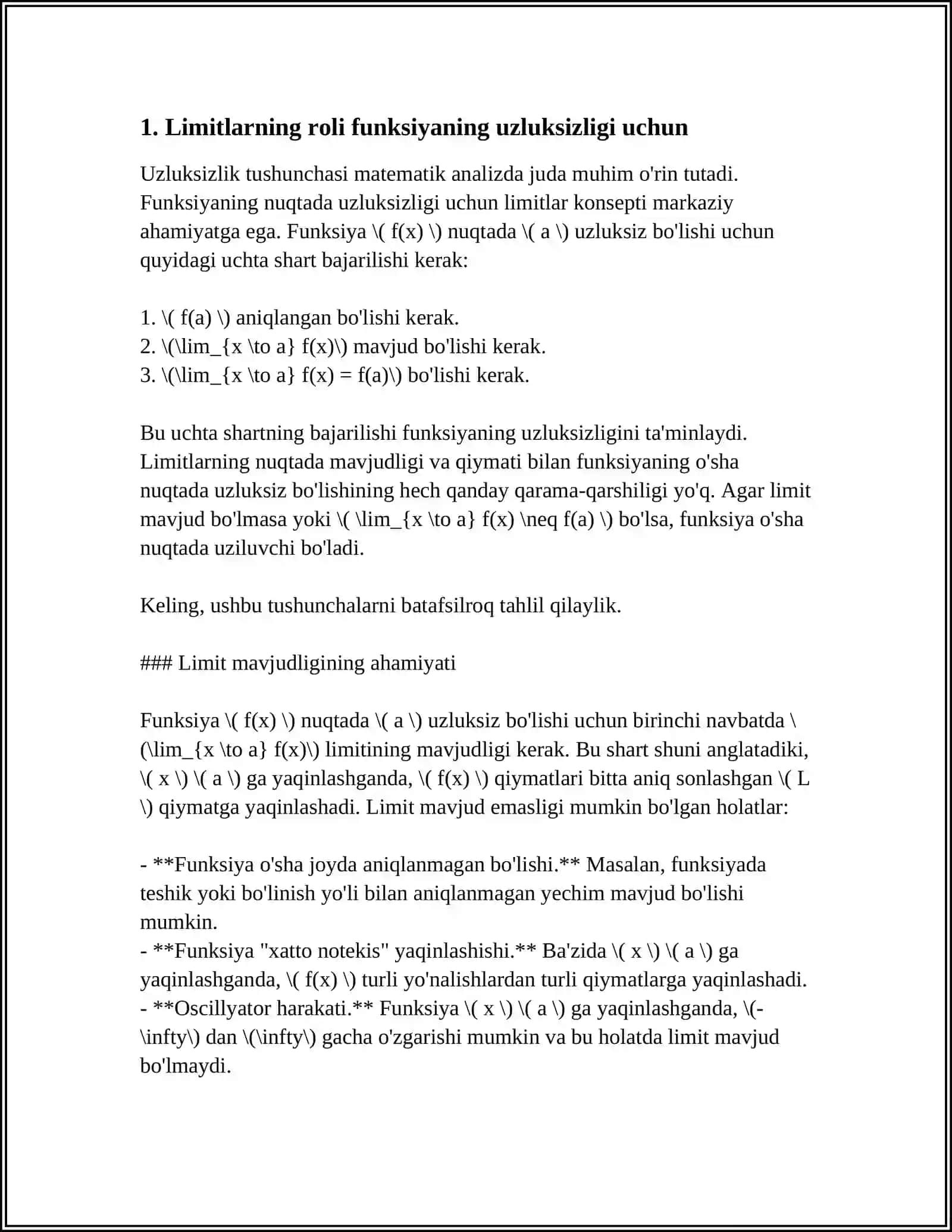 FUNKSIYANING UZLUKSIZLIK MODULI 3