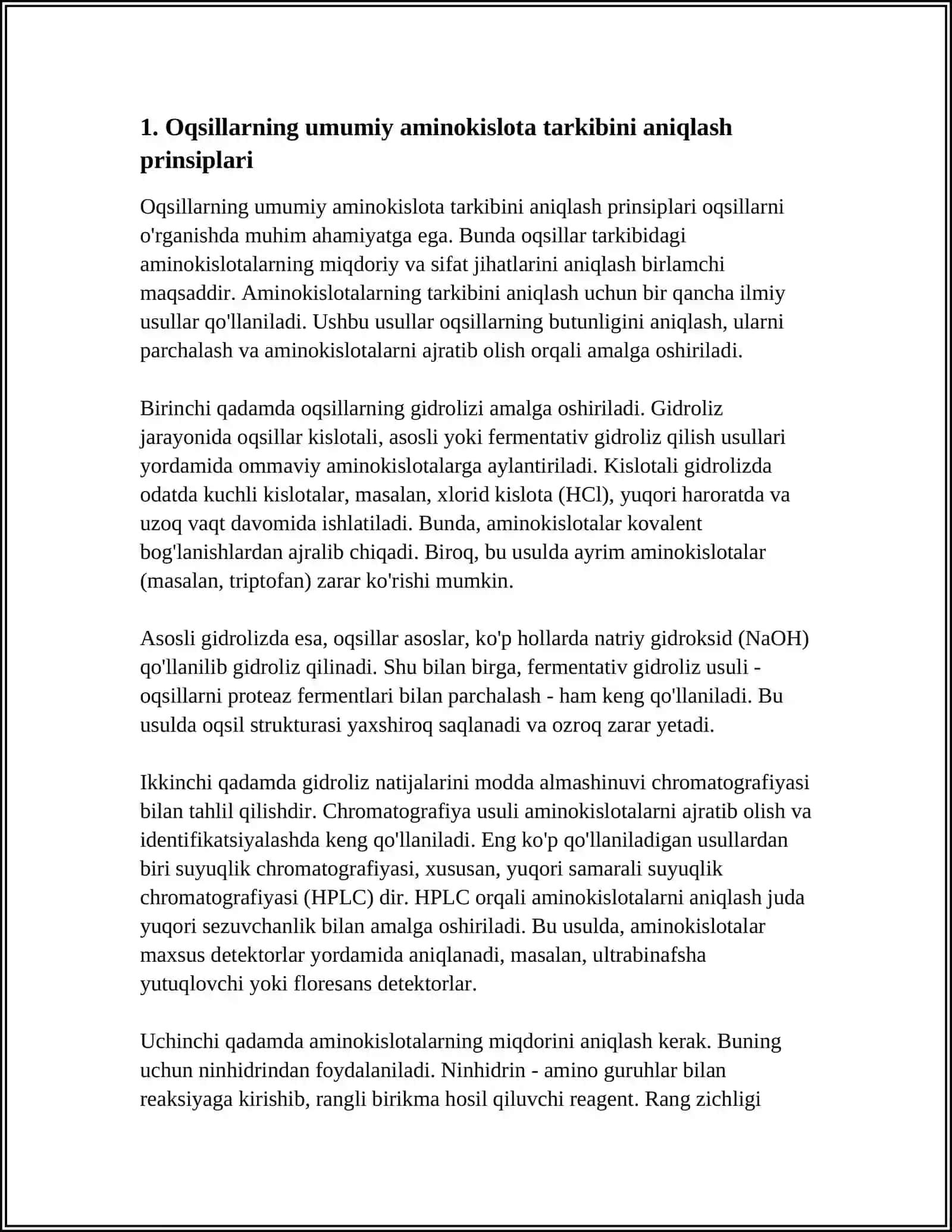 Oqsillarning Aminokislotalariga Tarkibini Aniqlash 3