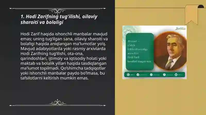 Hodi Zarifning hayoti va ijodiy faoliyati 3