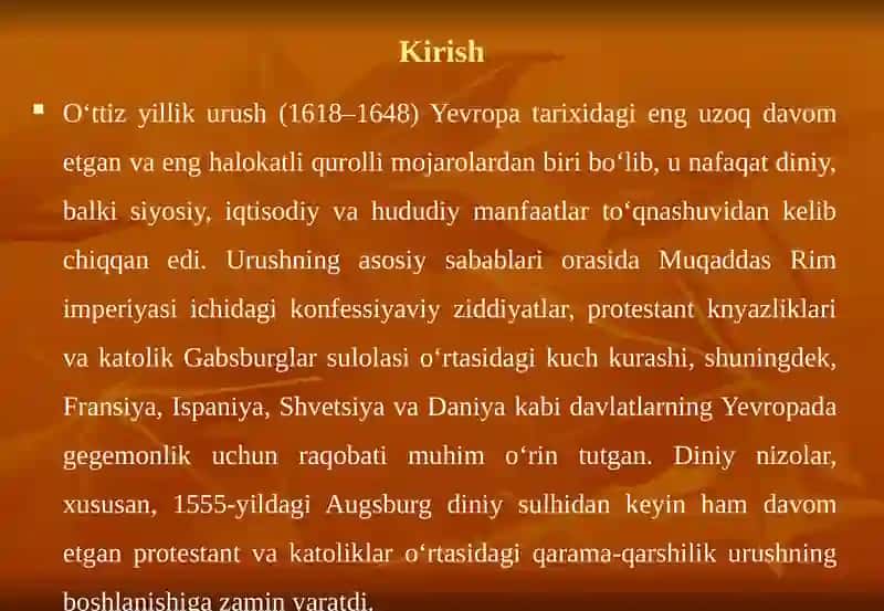 O‘TTIZ YILLIK URUSHNING YEVROPADA XALQARO MUNOSABATLARGA TA’SIRI 3