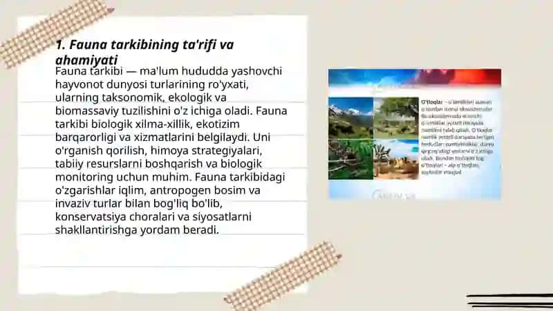 Fauna tarkibi mavzusida slayd 3