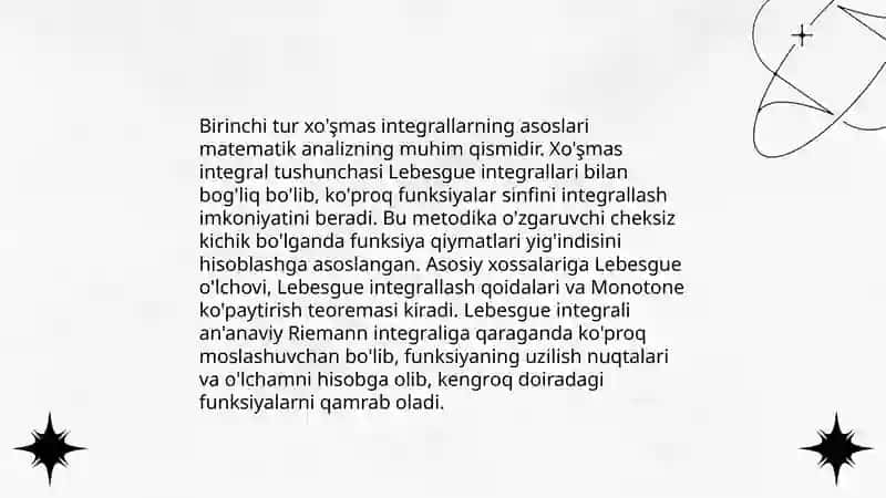 Birinchi tur xosmas integral va ularning yaqinlashishi 3