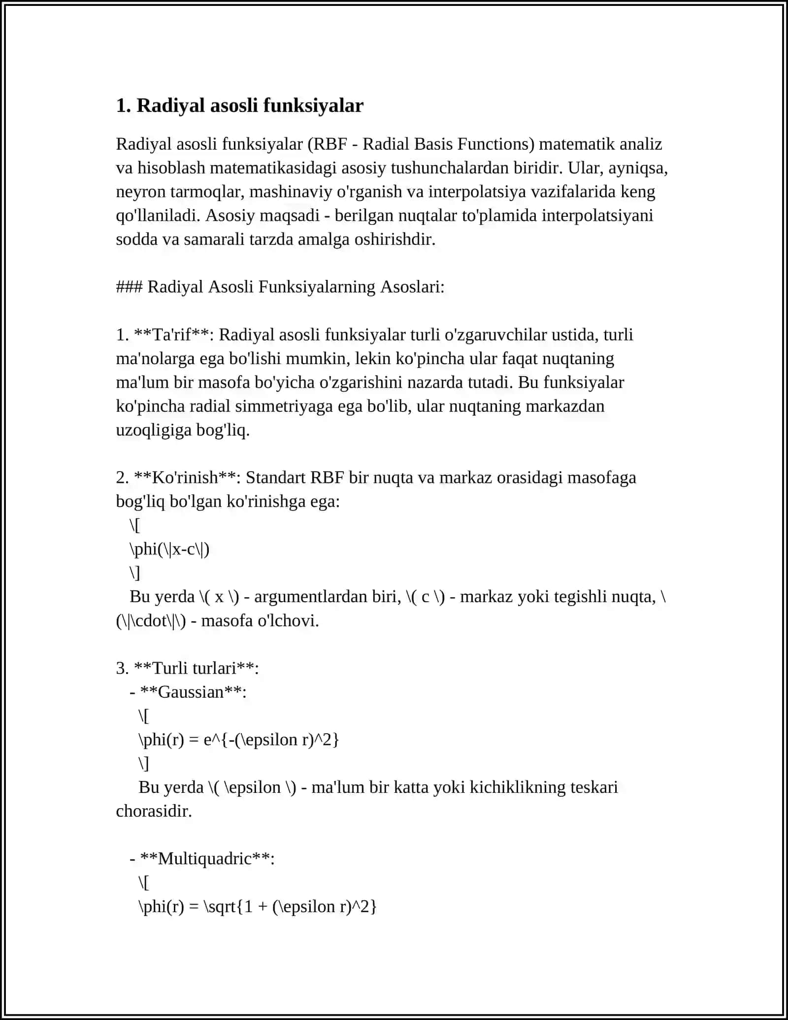 RADIAL NEYRON TO’RLAR, REKURRENT TO’RLAR 3