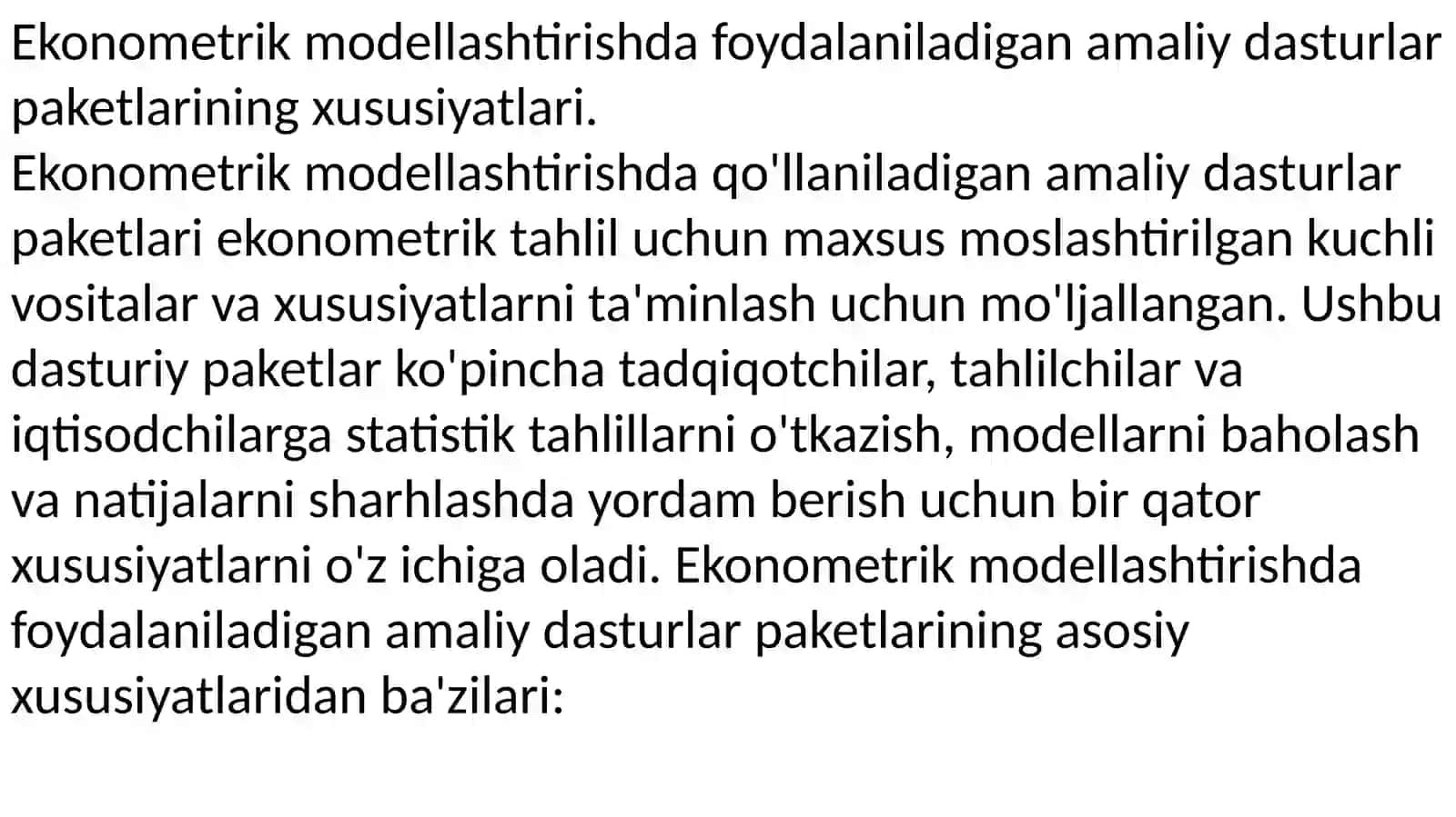 Ekonometrik modellashtirishda qo'llaniladigan amaliy dasturlar 3