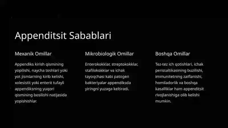 Appenditsitning Tasnifi va Belgilari 3