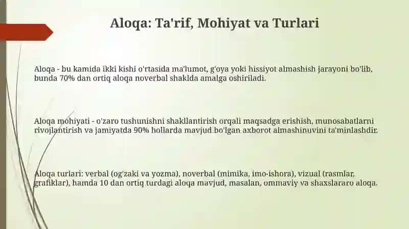 Aloqa: Ta'rif, Mohiyat va Turlari 3