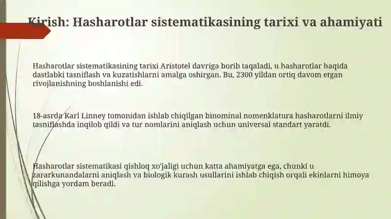 Hasharotlar sistematikasi 3