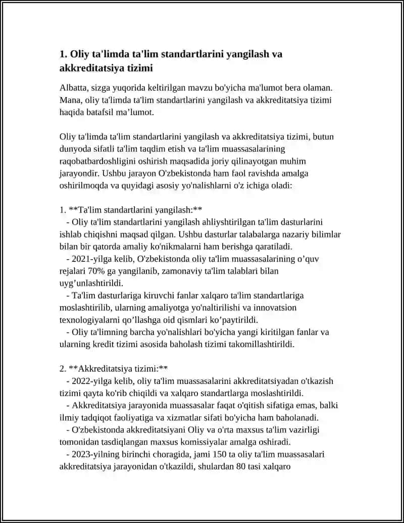 OLIY TALIM TIZIMIDAGI ÕZGARISHLAR ISLOHOTLAR 3