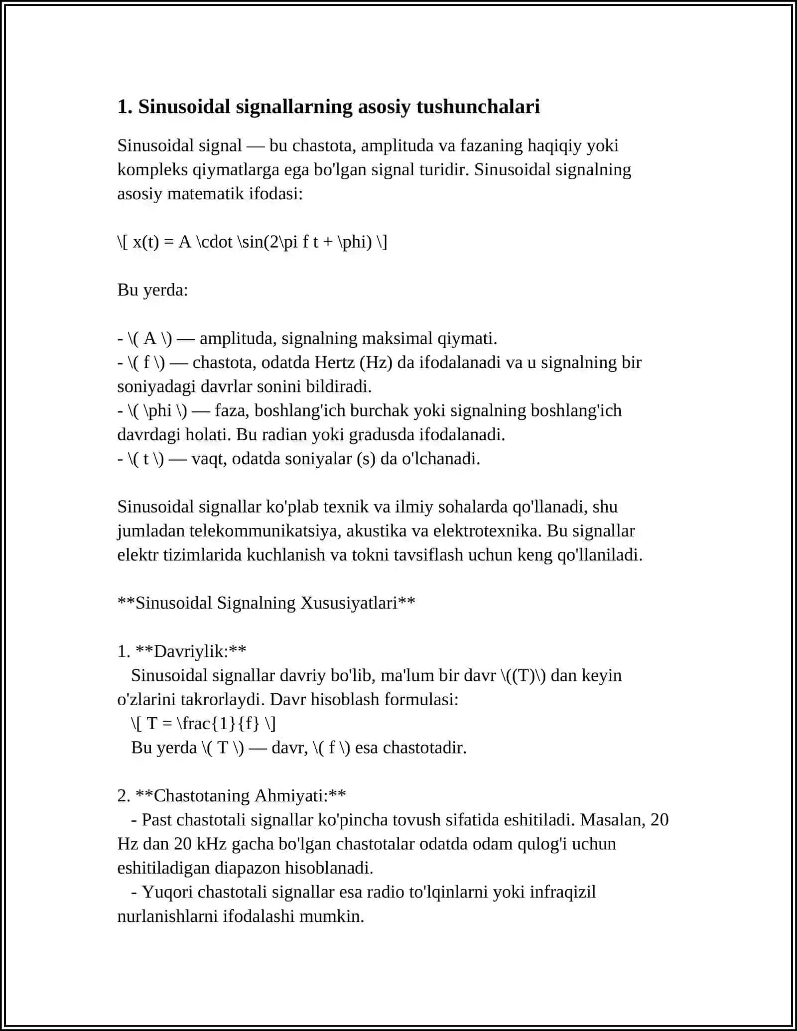 BIR FAZALI SINUSOIDAL OʻZGARUVCHAN TOK ZANJIRLARI 3