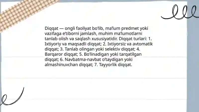 Diqqatning ta'rifi va turlari 3