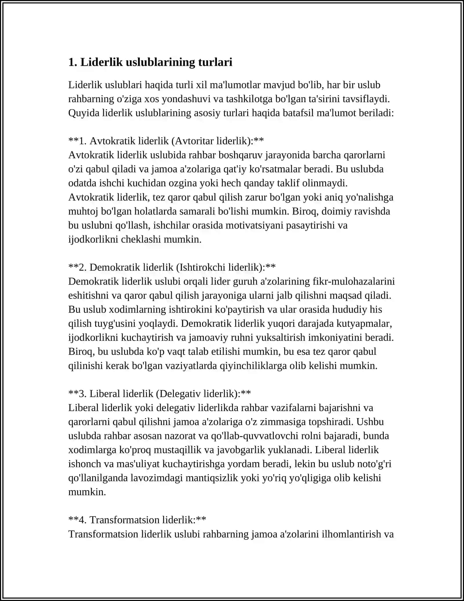 RAHBARLIK USLUBLARI HAQIDA TUSHUNCHA 3
