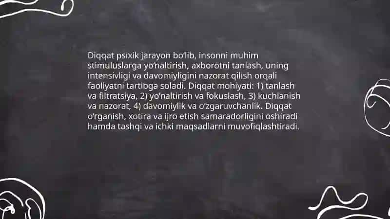 Diqqat va uning xususiyatlari haqida 3