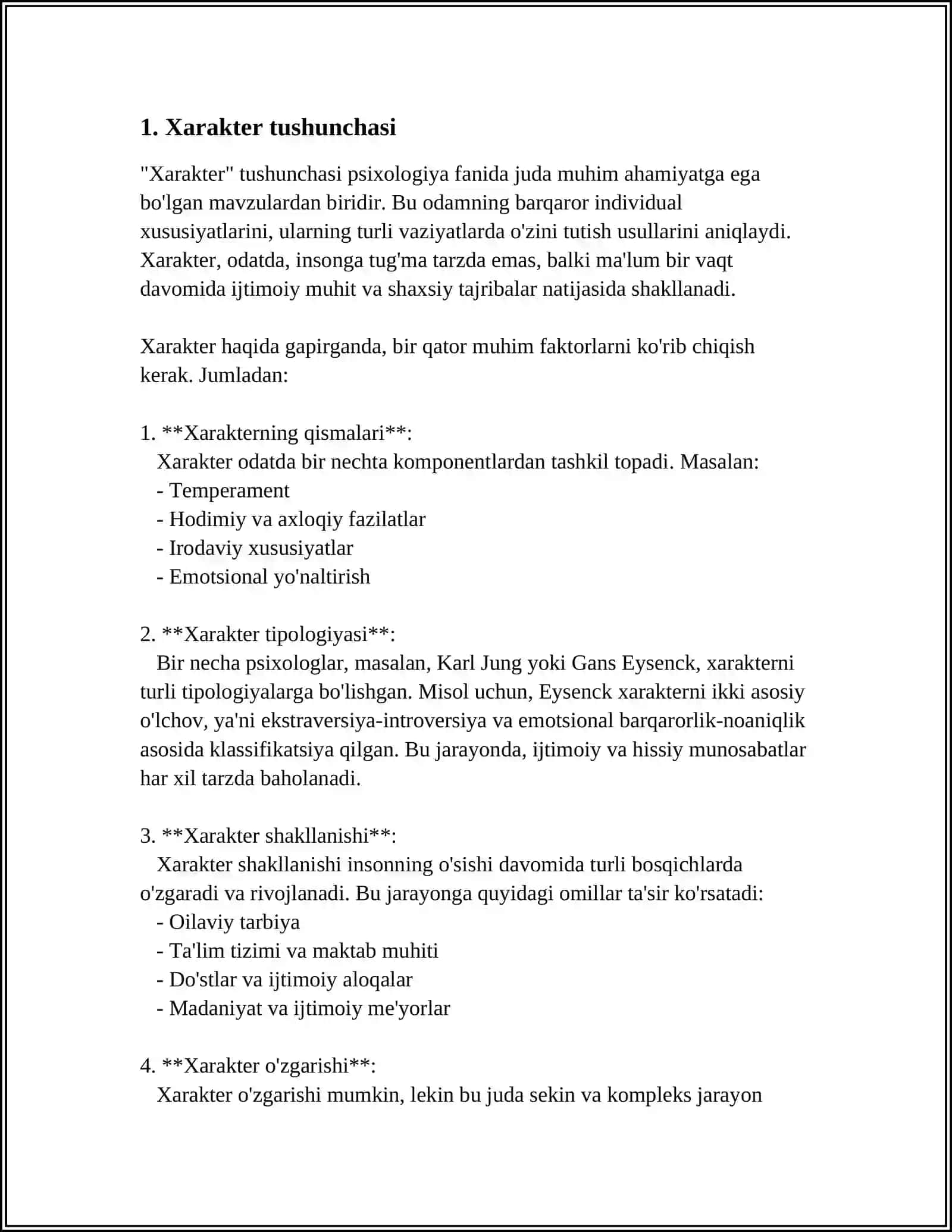 Xarakter haqida tushunish 3