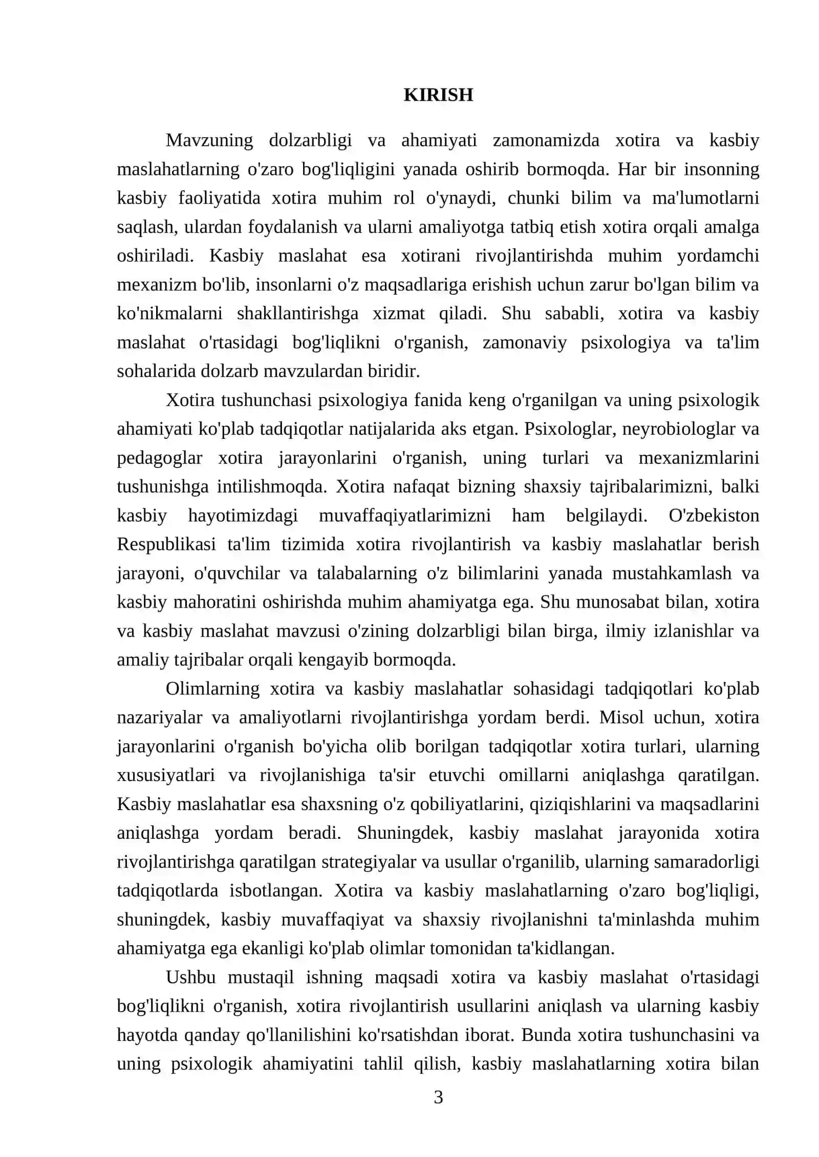 Xotira va kasbiy maslahat 3