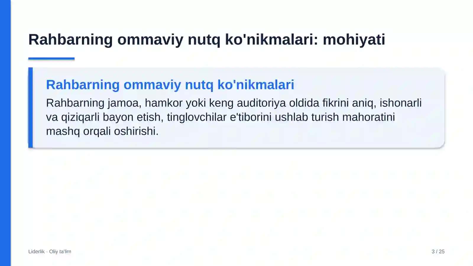 Liderlik · Oliy ta'lim 3