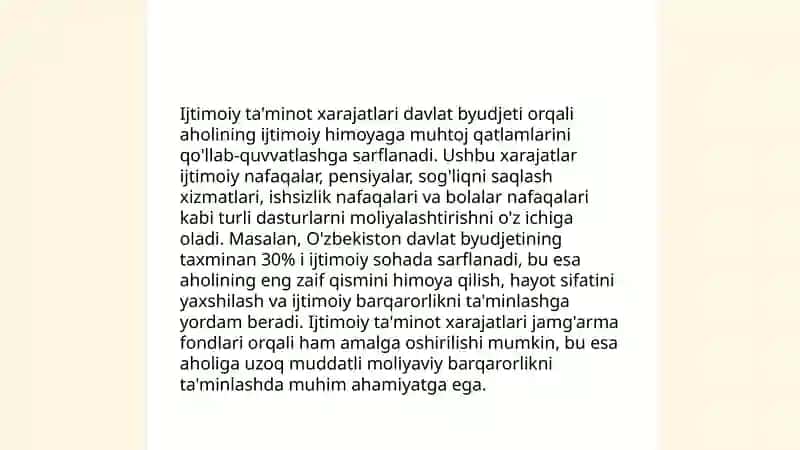 Ijtimoiy ta'minot xarajatlari 3