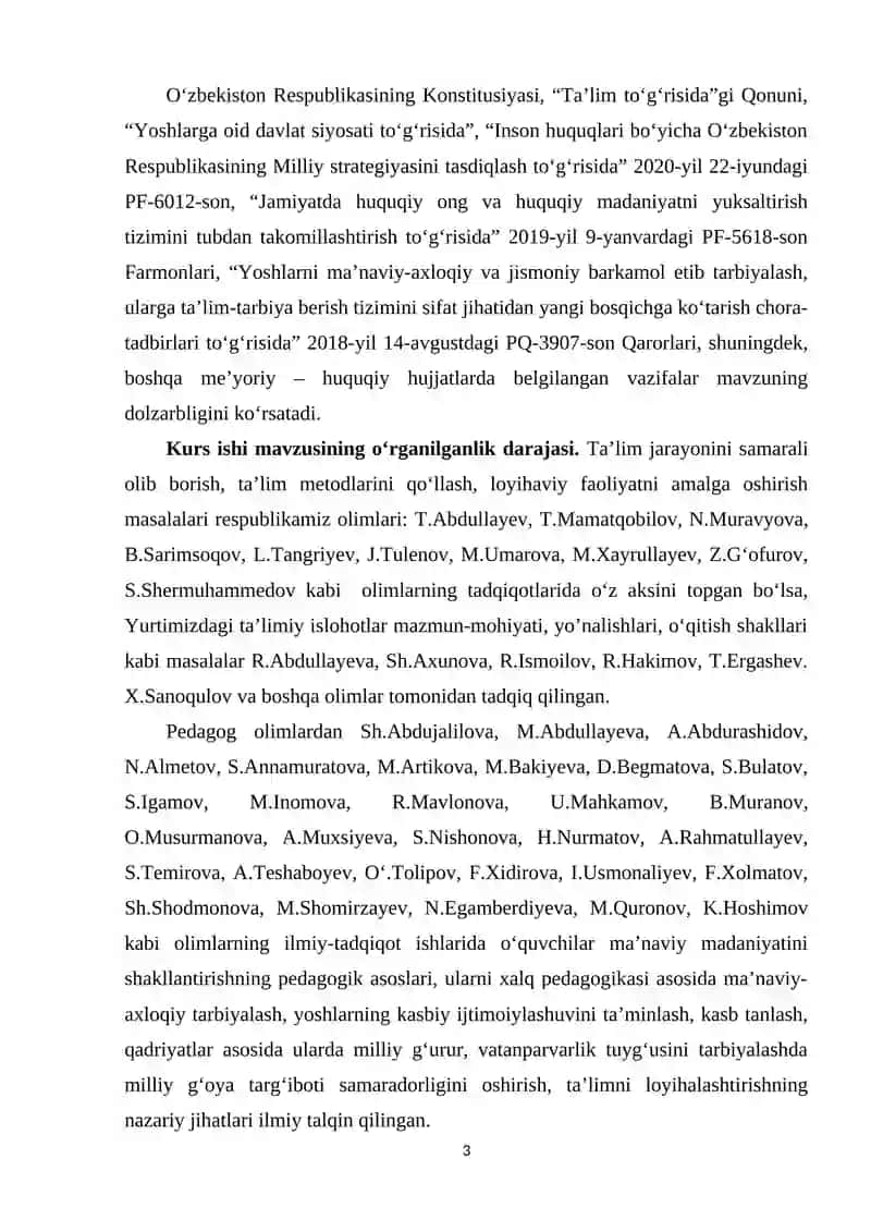 O'quv loyiha. O'quv loyihaviy faoliyat. 3