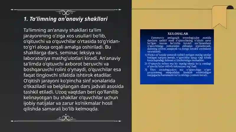 Ta'limni tashkil etish shakllari va turlari 3