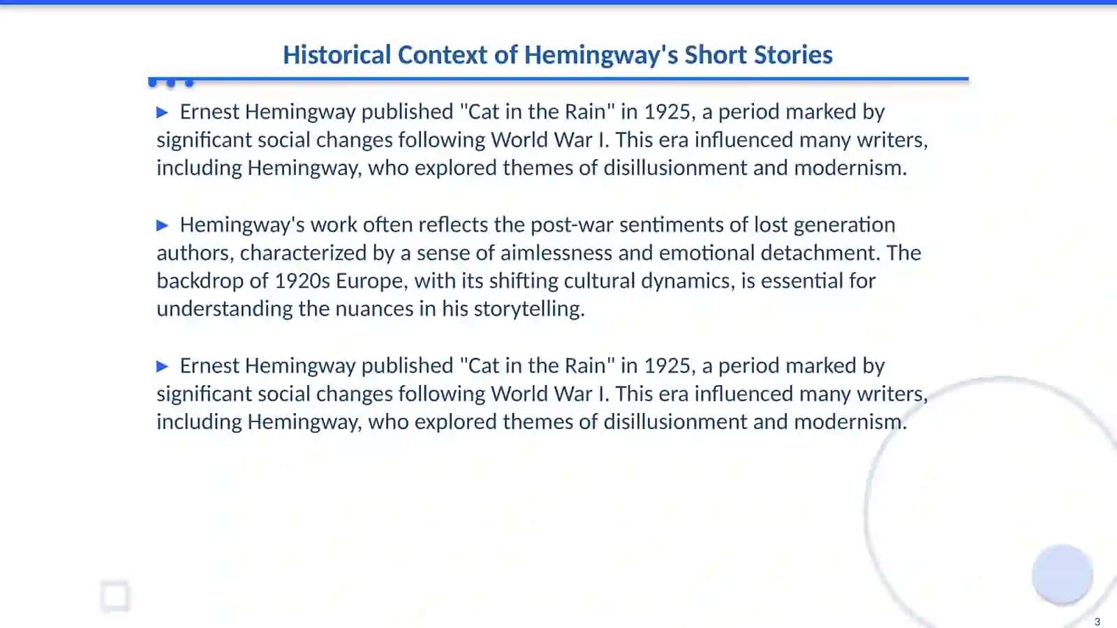 "Cat in the Rain" by Ernest Hemingway 3