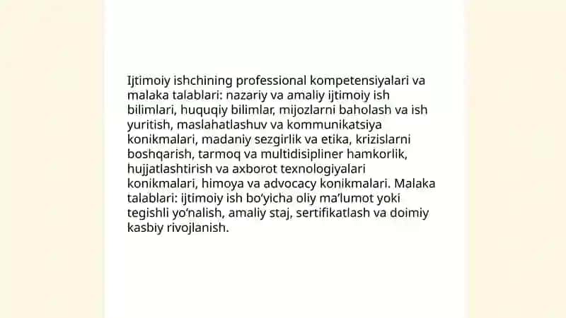 Ijtimoiy ishchi kasbining zamonaviy talablari 3