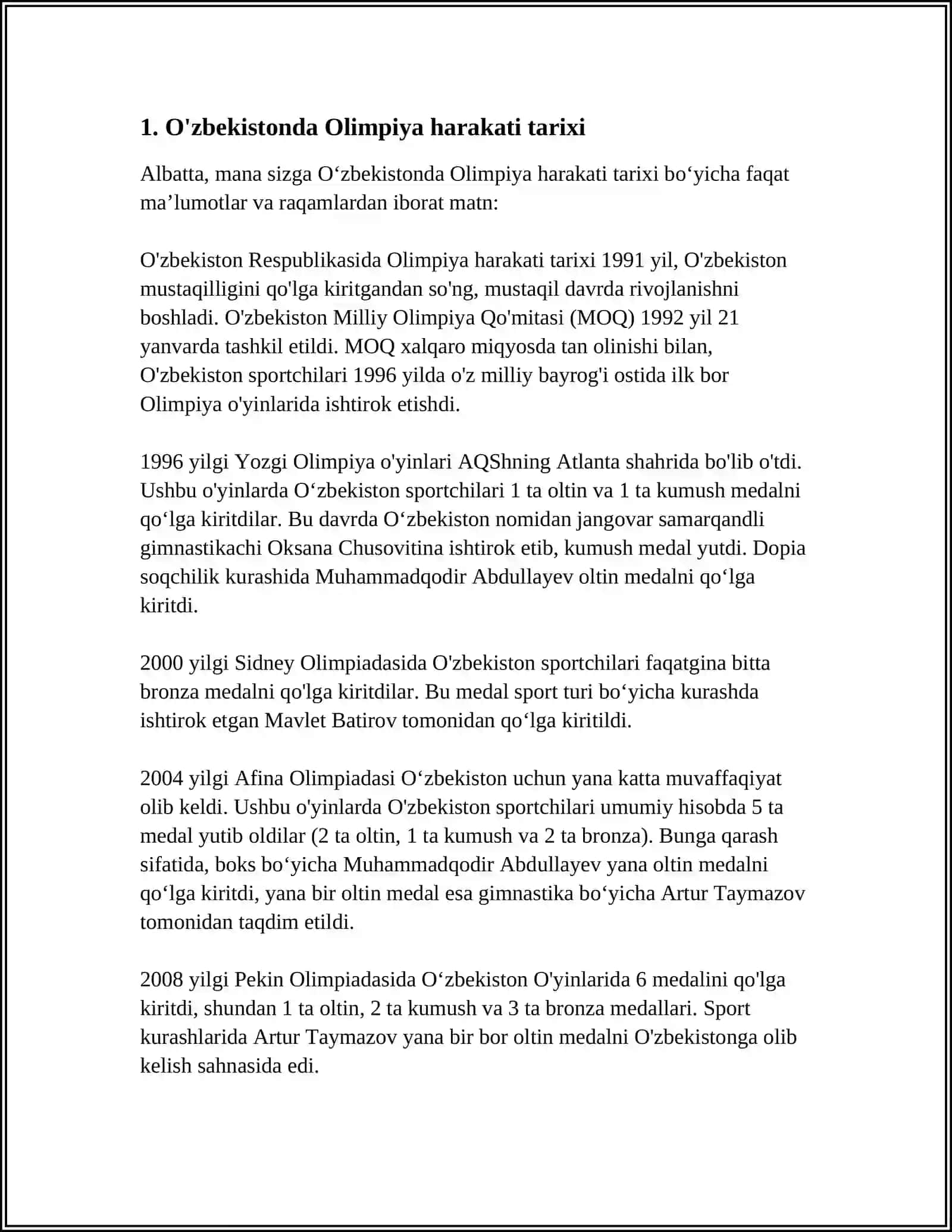 OʻZBEKISTONDA OLIMPIYA HARAKATLARI 3