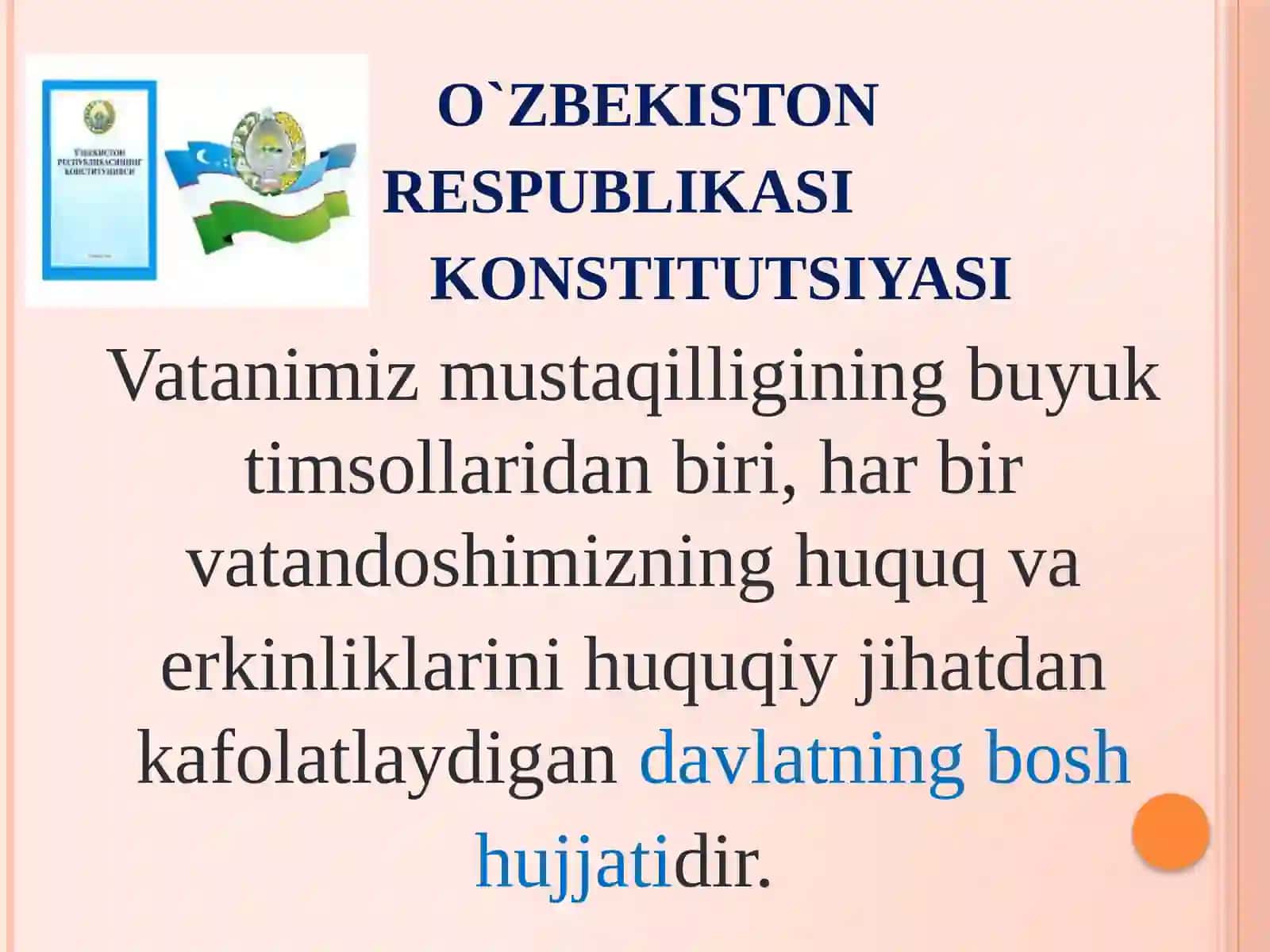 O`ZBEKISTON RESPUBLIKASI KONSTITUTSIYASI MAVZU 3