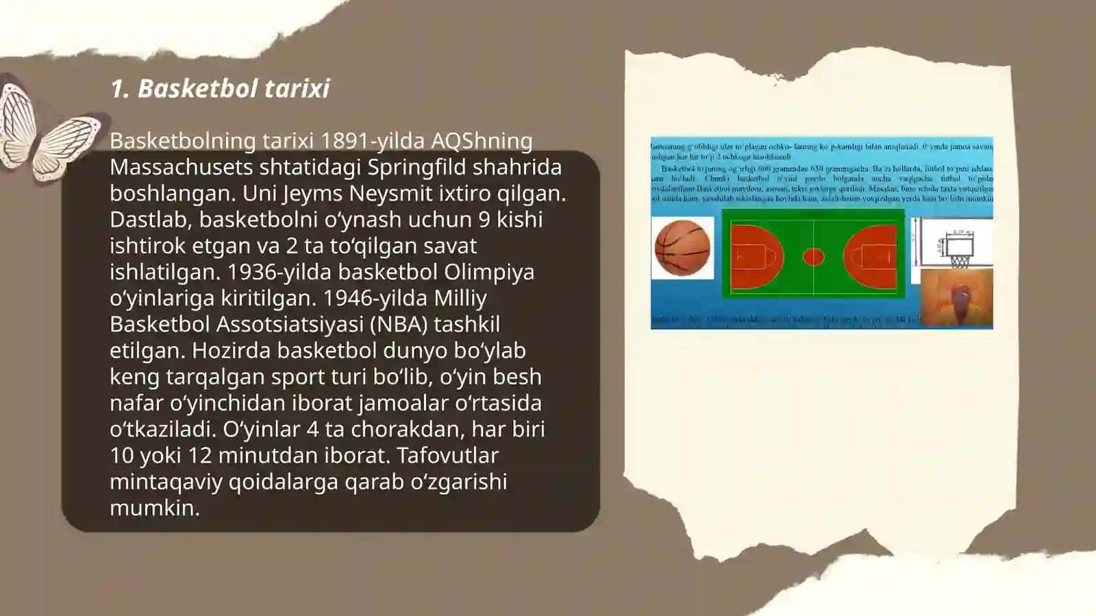 Basketbol mavzusi haqida slayd 3