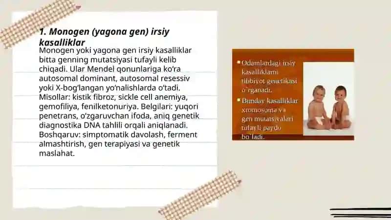 Monogen (yagona gen) irsiy kasalliklar 3