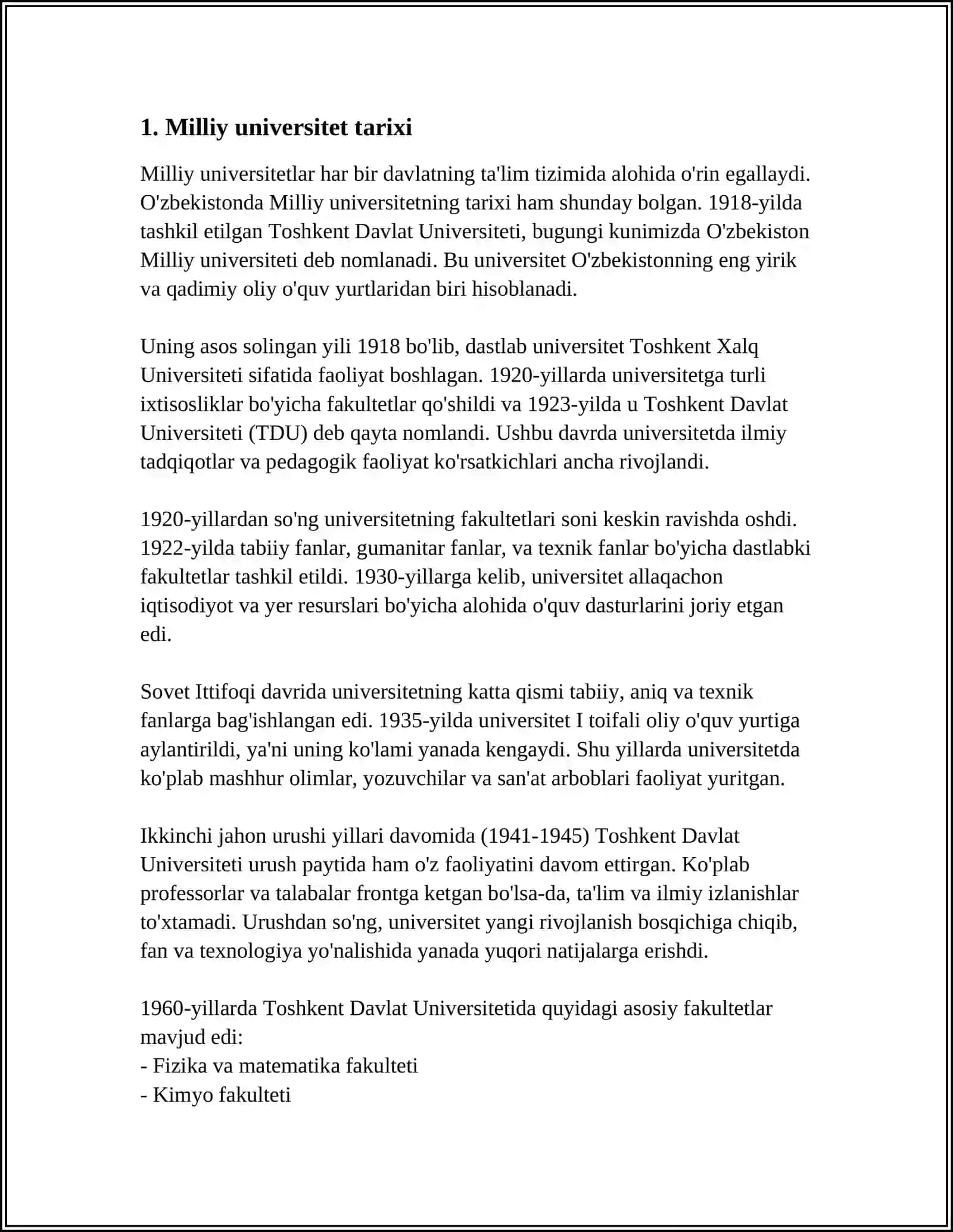 MUSTAQIL ISH Mavzu: MILLIY UNIVERSITET 3