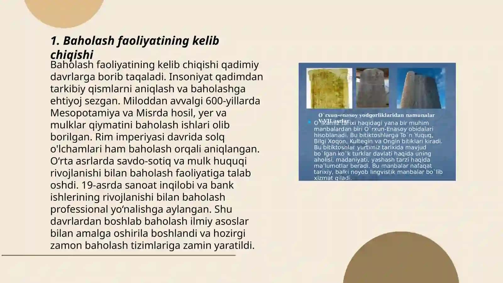 Baholash faoliyatining shakllanishi tarixi va sharoitlari 3