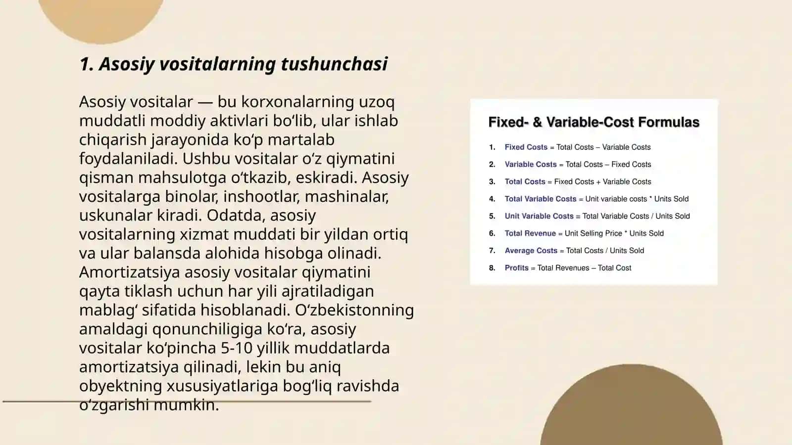 Asosiy vositalar va hisob-kitoblar hisobi 3