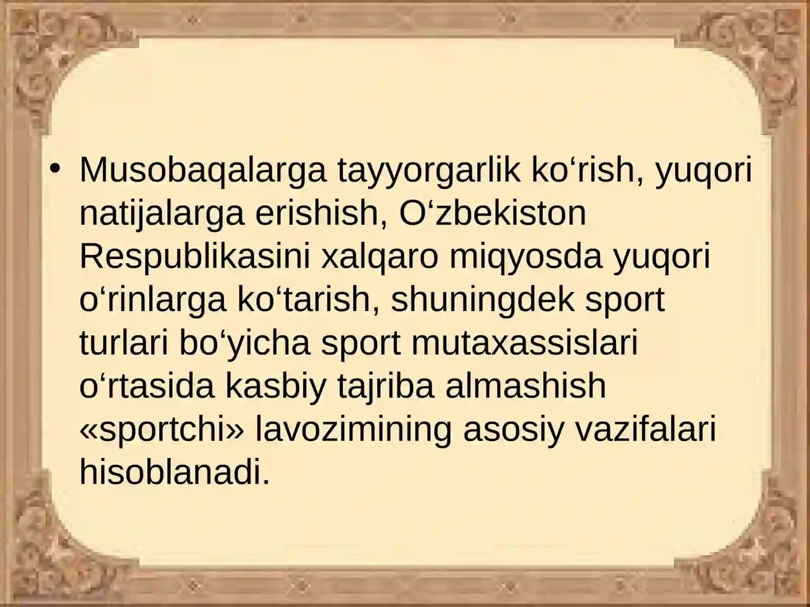 Sportchining majburiyatlari turlari 3