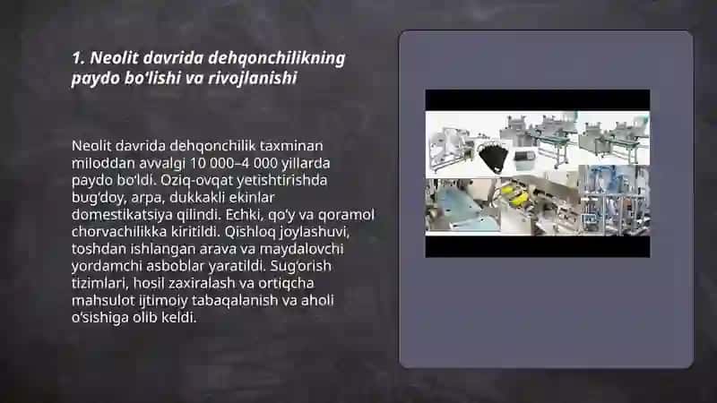 Neolit ishlab chiqaruvchi xojaliklarning taraqiyoti 3