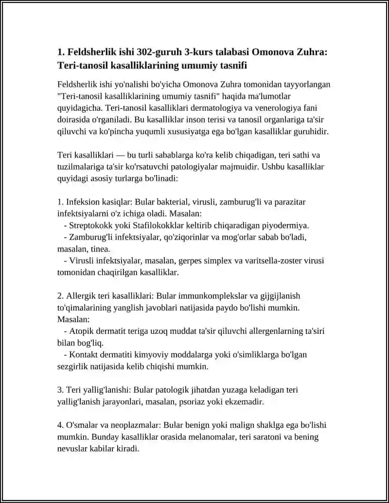 Teri-tanosil kasalliklarining umumiy tasnifi 3
