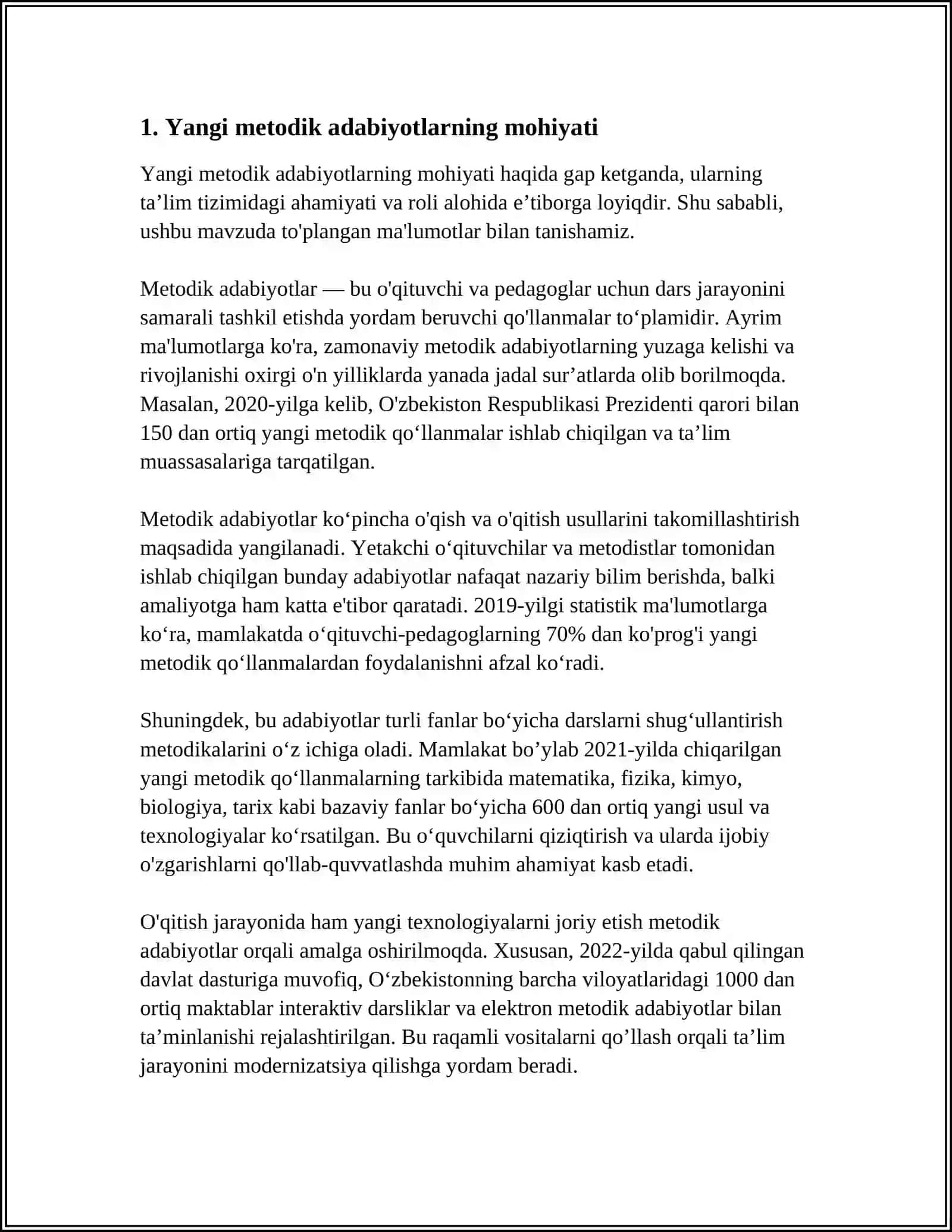 YANGI METODIK ADABIYOTLARGA TAQRIZLAR YOZISH 3
