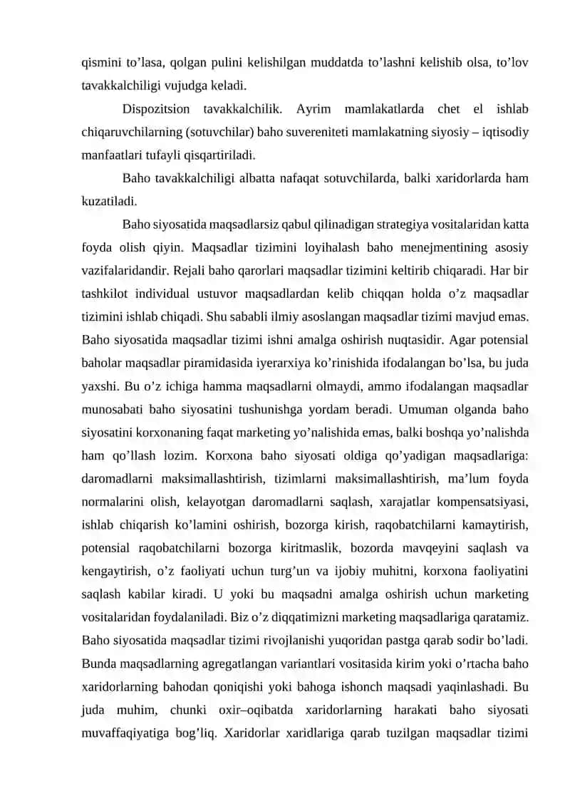Korxonaning baho siyosati 3
