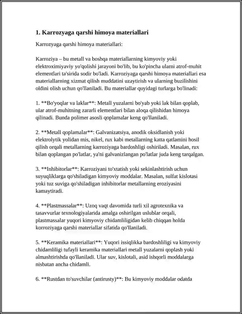 Karrozyaga qarshi himoya materiallari 3