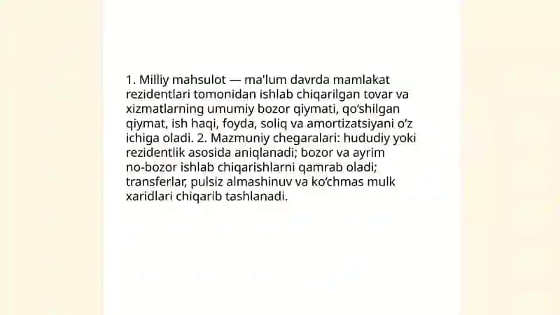 Milliy mahsulotning mazmuni, tarkibiy qismlari va harakat shakllari 3