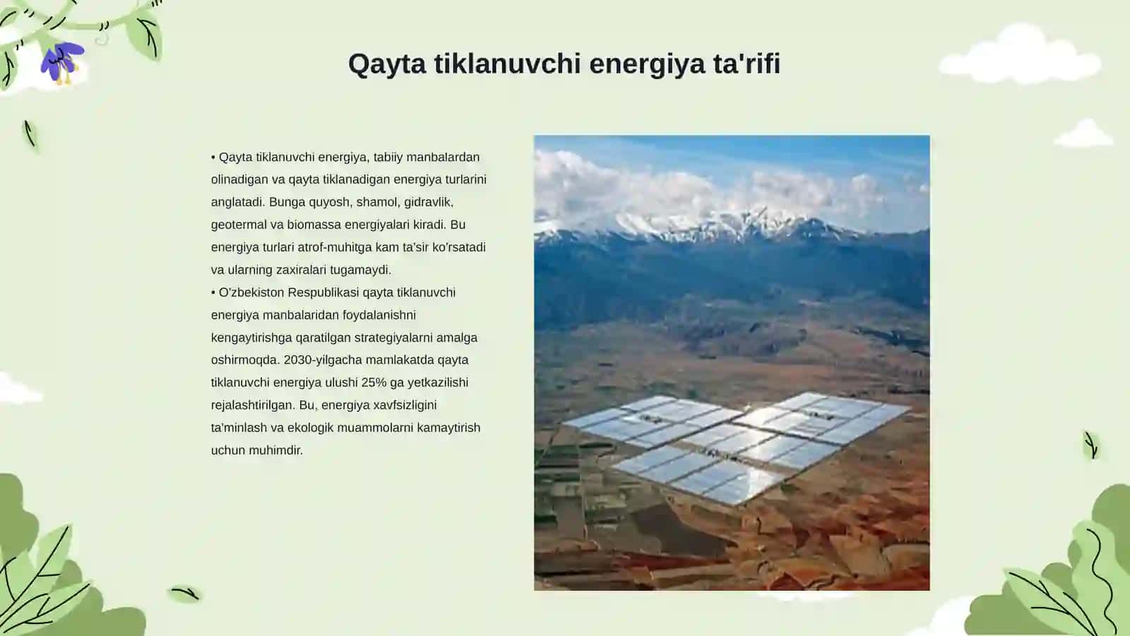 Qayta tiklanuvchi energiya turlari 3
