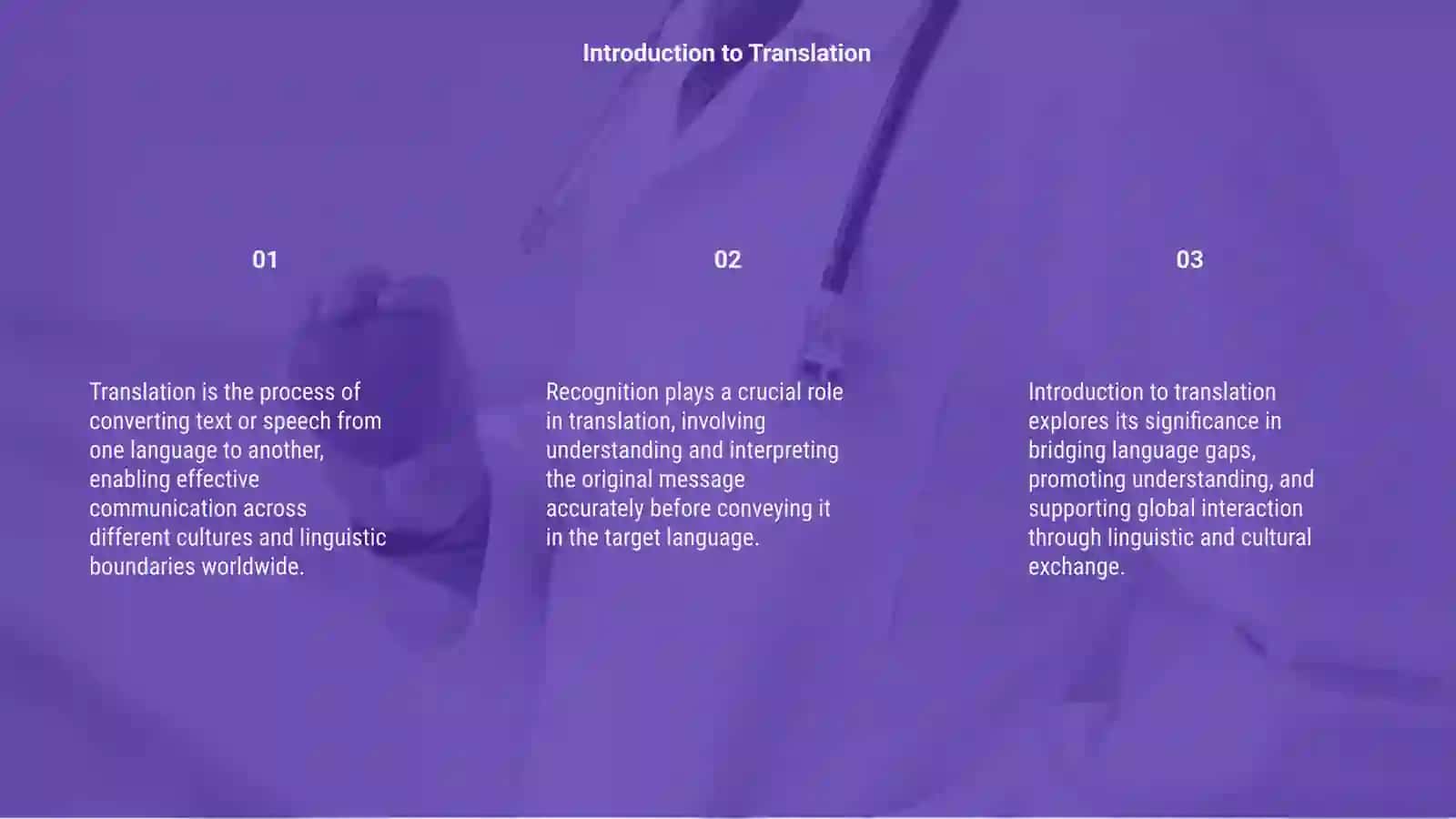 General concept of translation. Recognition 3